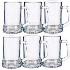 Wadiga Verres De Bar Chopes à Bière En Verre Avec Poignées 380ml - Lot De 6