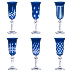 Table Passion Flutes Et Coupes De Champagne Coffret De 6 Flûtes 15 Cl En Cristal Taillé Bleu