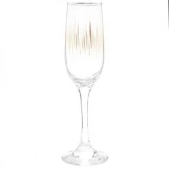 Maisons Du Monde Flutes Et Coupes De Champagne Coffret Flûtes à Champagne (x6) En Verre Motifs Stries Dorées