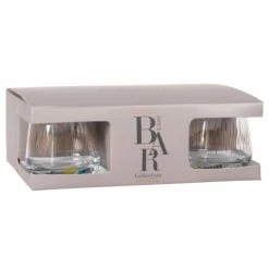 Maisons Du Monde Verres à Eau Coffret Gobelets (x6) En Verre Motifs Stries Dorées