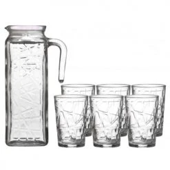Wadiga Verres De Bar Coffret Jus De Fruit 6 Verres + 1 Carafe En Verre