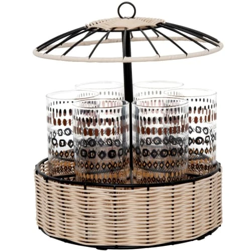 Maisons Du Monde Verres à Eau Coffret Verres (x6) Et Support Paillote En Bois Beige Et Métal Noir 1 Maisons Du Monde Verres à Eau Coffret Verres (x6) Et Support Paillote En Bois Beige Et Métal Noir