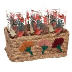 Maisons Du Monde Verres De Bar Composition Panier Beige Et Verres à Motifs Multicolore (x6)
