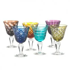 Lo De Manuela Verres à Vin Coupes De Vin Cristal Multicolore Lot De 6