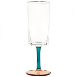 Maisons Du Monde Verres à Eau Flûte En Verre Transparent, Orange Et Bleu - Lot De 6