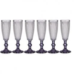 Wadiga Flutes Et Coupes De Champagne Flûtes à Champagne Pieds Anthracite 18cl - Lot De 6