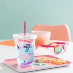 Maisons Du Monde Verres à Eau Gobelet Avec Paille Tourbillon En Plastique Rose Imprimé - Lot De 2 -Verres Soldes Boutique gobelet avec paille tourbillon en plastique rose imprime 1000 11 0 190445 2