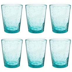Maisons Du Monde Verres Gobelet En Verre Bullé Bleu - Lot De 6