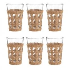 Maisons Du Monde Verres Gobelet En Verre Et Rotin - Lot De 6