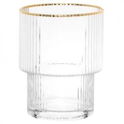 Maisons Du Monde Verres à Eau Gobelet En Verre Strié Avec Bordure Dorée - Lot De 6