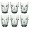 Maisons Du Monde Verres à Eau Gobelet Visage En Verre Teinté Gris - Lot De 6