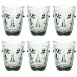 Maisons Du Monde Verres à Eau Gobelet Visage En Verre Teinté Gris - Lot De 6