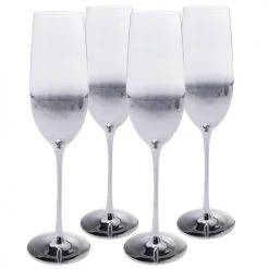 Kare Design Flutes Et Coupes De Champagne Lot De 4 - Flûte à Champagne En Verre Argenté