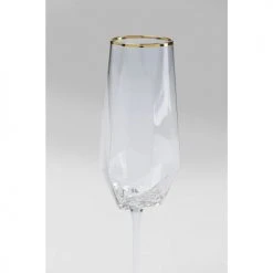 Kare Design Flutes Et Coupes De Champagne Lot De 4 - Flûte à Champagne En Verre Bord Doré -Verres Soldes Boutique lot de 4 flute a champagne en verre bord dore 2