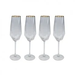 Kare Design Flutes Et Coupes De Champagne Lot De 4 - Flûte à Champagne En Verre Bord Doré