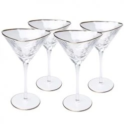 Kare Design Verres De Bar Lot De 4 - Verre à Cocktail En Verre Bord Doré