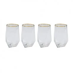 Kare Design Verres à Eau Lot De 4 - Verre à Eau En Verre Bord Doré