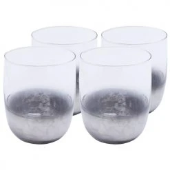 Kare Design Verres à Eau Lot De 4 - Verre à Eau En Verre Transparent Et Argenté
