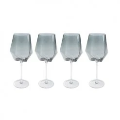 Kare Design Verres à Vin Lot De 4 - Verre à Vin En Verre Fumé