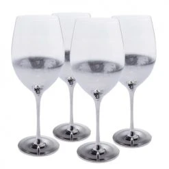 Kare Design Verres à Vin Lot De 4 - Verre à Vin Rouge En Verre Argenté
