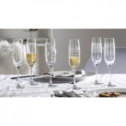 Leonardo Flutes Et Coupes De Champagne Lot De 6 Coupes à Champagne Gravées 630ml Verre Transparent -Verres Soldes Boutique lot de 6 coupes a champagne gravees 630ml verre transparent 2