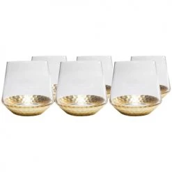 Kare Design Verres à Eau Lot De 6 - Verre à Eau En Verre Fond Doré