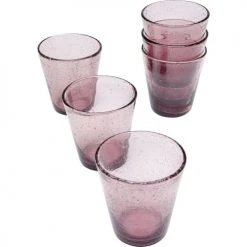 Kare Design Verres à Eau Lot De 6 - Verre à Eau En Verre Rose à Bulles