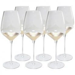 Kare Design Verres à Vin Lot De 6 - Verre à Vin Rouge En Verre Fond Doré