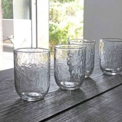 Maison Tilleul Verres à Eau Set 4 Verres Gobelet Verre Pommelé Transparent -Verres Soldes Boutique set 4 verres gobelet verre pommele transparent 4