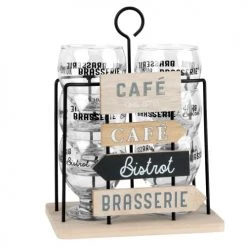 Maisons Du Monde Verres De Bar Support En Métal Pancartes Avec 6 Verres Imprimés