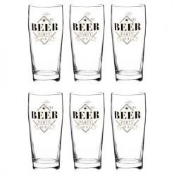 Maisons Du Monde Verres De Bar Verre à Bière En Verre Imprimé Noir Et Doré - Lot De 6