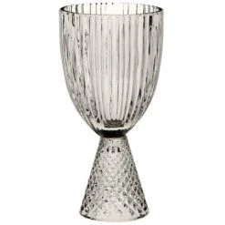 Maisons Du Monde Verres à Eau Verre à Pied Diamant En Verre Gris Fumé - Lot De 4