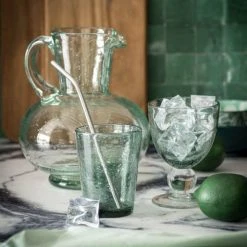 Maisons Du Monde Verres à Vin Verre à Pied En Verre Bullé Vert - Lot De 6 -Verres Soldes Boutique verre a pied en verre bulle vert 1000 0 5 201110 2