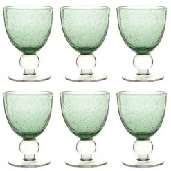 Maisons Du Monde Verres à Vin Verre à Pied En Verre Bullé Vert - Lot De 6