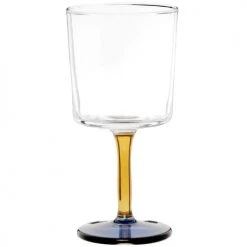 Maisons Du Monde Verres à Eau Verre à Pied En Verre Transparent, Orange Et Bleu - Lot De 6