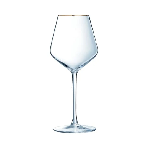 Cristal D’Arques Verres à Vin Verre à Pied Universal Bord Or 47cl - Lot De 4 1 Cristal D’Arques Verres à Vin Verre à Pied Universal Bord Or 47cl - Lot De 4