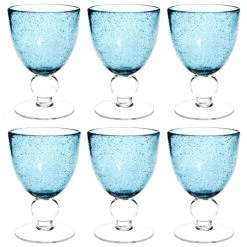 Maisons Du Monde Verres à Vin Verre à Vin En Verre Bullé Bleu - Lot De 6