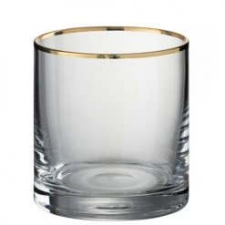 Wadiga Verres De Bar Verre à Whisky En Verre Transparent Et Liseré Doré 35cl