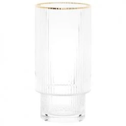 Maisons Du Monde Verres à Eau Verre Haut En Verre Strié Avec Bordure Dorée - Lot De 4