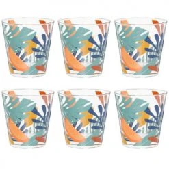 Maisons Du Monde Verres à Eau Verre Motif Végétal Multicolore - Lot De 6