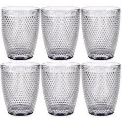 Wadiga Verres à Eau Anthracite Points 30cl - Lot De 6