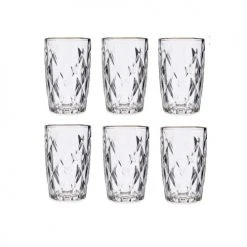 Wadiga Verres à Eau En Verre Transparent Et Bordure Dorée 34cl - Lot De 6
