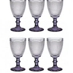 Wadiga Verres à Eau Pieds Anthracite Points 24cl - Lot De 6