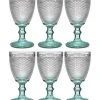 Wadiga Verres à Vin Pieds Turquoise Points 33cl - Lot De 6