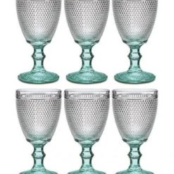 Wadiga Verres à Vin Pieds Turquoise Points 33cl - Lot De 6 -Verres Soldes Boutique verres a vin pieds turquoise points 33cl lot de 6 2