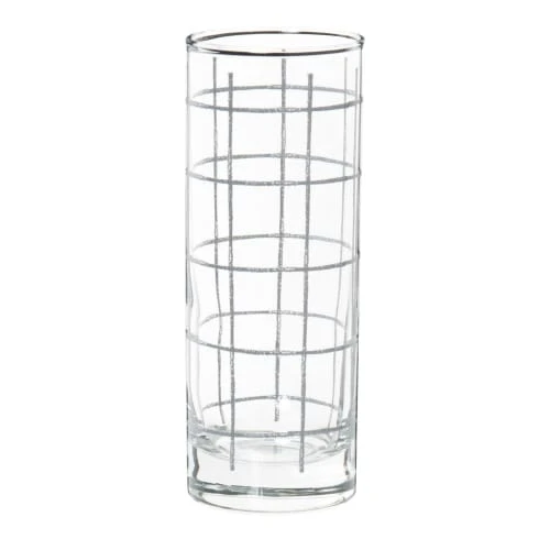 Maisons Du Monde Verres à Eau Verres En Verre Motifs à Carreaux Bleu Gris Et Support En Métal Blanc 2 Maisons Du Monde Verres à Eau Verres En Verre Motifs à Carreaux Bleu Gris Et Support En Métal Blanc – Image 2