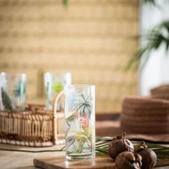 Maisons Du Monde Verres De Bar Verres Motif Tropical Multicolore (x6) Et Support En Bambou -Verres Soldes Boutique verres motif tropical multicolore x6 et support en bambou 1000 14 17 214775 1